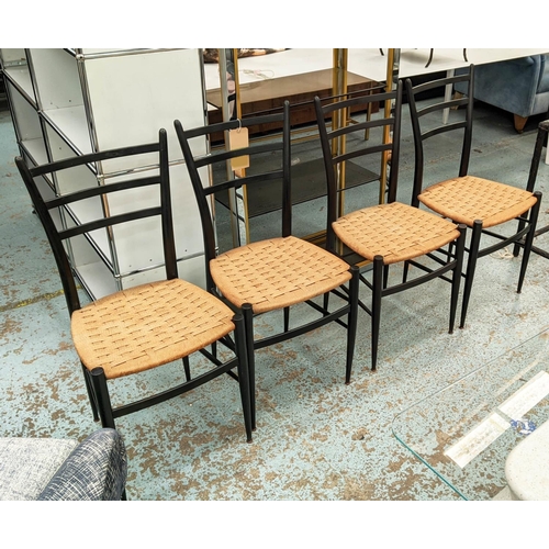 301 - CHIAVARI STYLE CHAIRS, a set of four, 92cm H x 42cm x 40cm. (4)