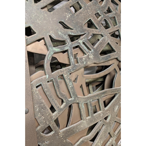 302 - DOORS, two pairs, Bespoke contemporary design, pierced layered metal work detail, 253cm x 73.5cm app... 