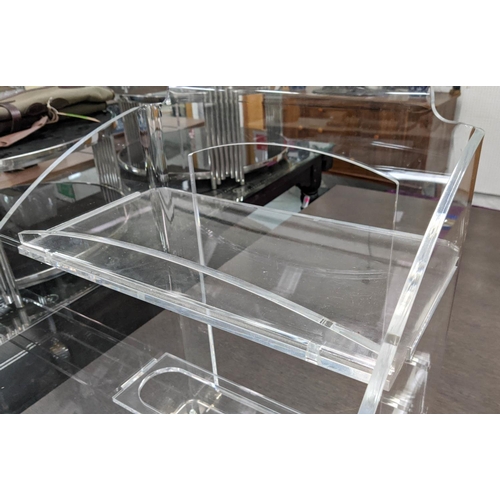 351 - DRINKS TROLLEY, 47cm W x 76cm H, perspex.