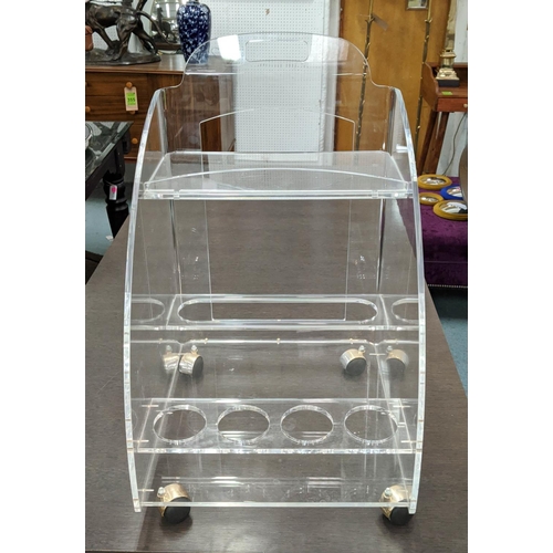 351 - DRINKS TROLLEY, 47cm W x 76cm H, perspex.