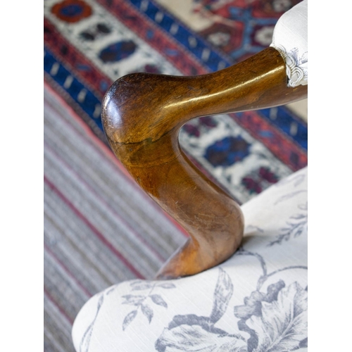 379 - ARMCHAIR, 91cm H x 63cm W, Victorian rosewood, circa 1860, in cream foliate upholstery.