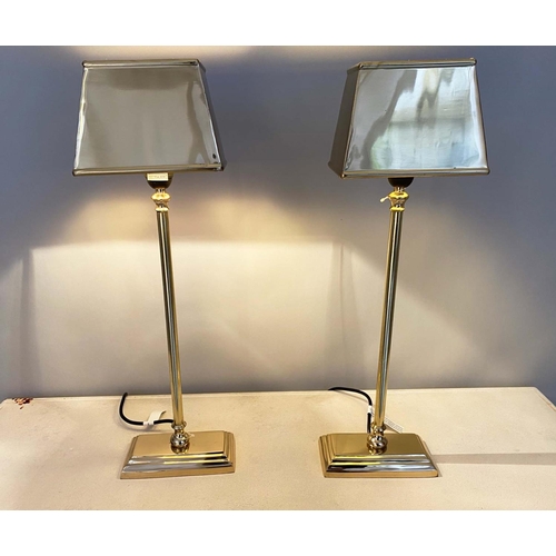 387 - LIBRARY LAMPS, pair, 60cm H x 18cm W x 13cm D, gilt metal.