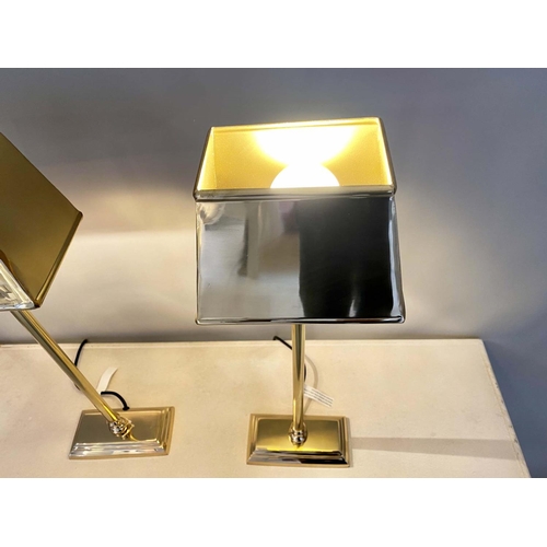 387 - LIBRARY LAMPS, pair, 60cm H x 18cm W x 13cm D, gilt metal.