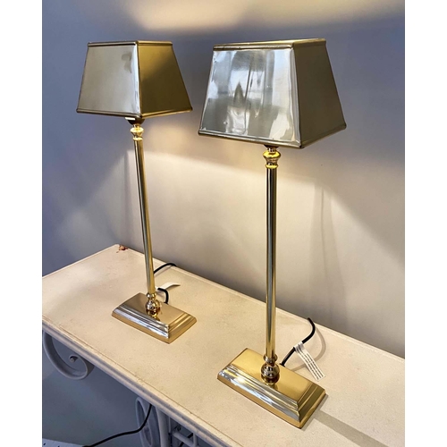 387 - LIBRARY LAMPS, pair, 60cm H x 18cm W x 13cm D, gilt metal.