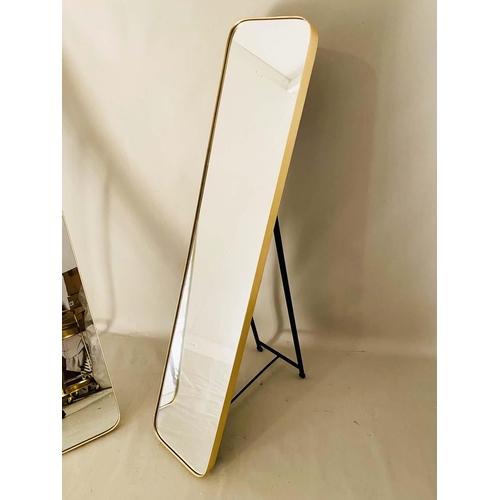 388 - DRESSING MIRRORS, 1960s French style, gilt frames, stands at 145cm H. (2)