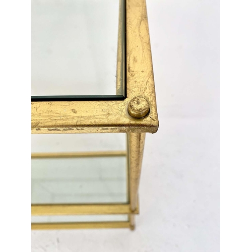 392 - MAISON BAGUES STYLE SIDE TABLES, pair, 51cm x 51cm x 46cm, mirrored glass tops, gilt metal frames. (... 