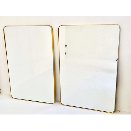 393 - WALL MIRRORS, a pair, 120cm high, 80cm wide, 1960's French design, gilt metal frames. (2)