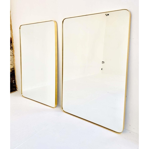 393 - WALL MIRRORS, a pair, 120cm high, 80cm wide, 1960's French design, gilt metal frames. (2)