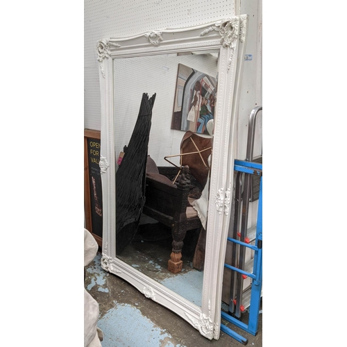 416 - WALL MIRROR, Continental style, white frame.