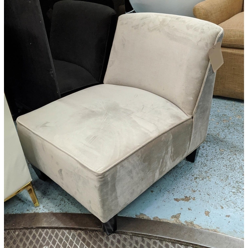 419 - LOUNGE CHAIR, 62cm x 70cm x 68cm, grey velvet upholstered.