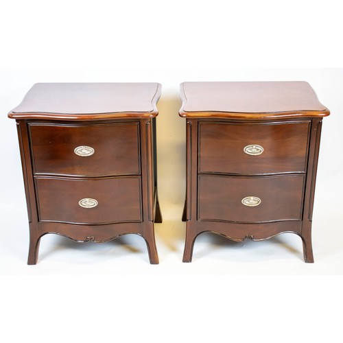 427 - BEDSIDE CHESTS, 63cm H x 55cm W x 46cm D, a pair, mahogany, each with two drawers, labelled Winsor b... 