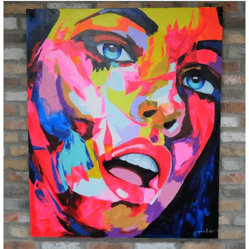 396 - CONTEMPORARY SCHOOL, untitled portrait, acrylic on canvas, 120cm x 100cm.