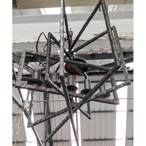 422 - CHANDELIER, 115cm drop approx, contemporary design, five branch.