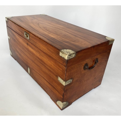 176 - TRUNK, 19th century Chinese Export camphorwood and brass bound with rising lid and carrying handles,... 