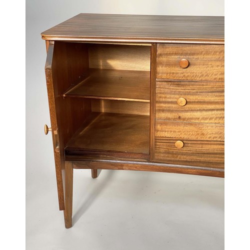 355 - GIBSON & SLATER VESPER SIDEBOARD, Indian Laurel and Afromosia teak with three drawers and pair of do... 