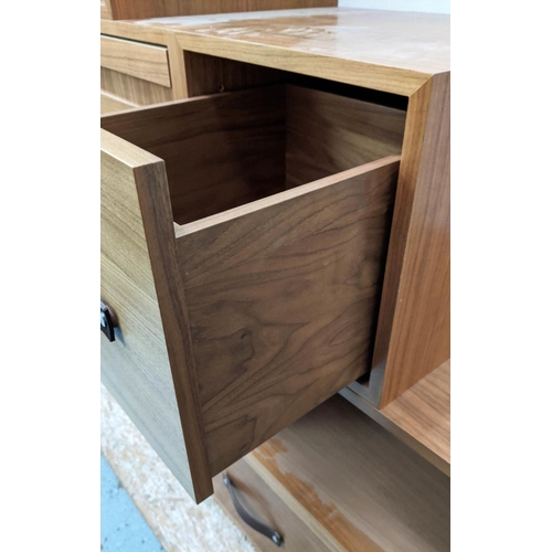 440 - CABINETS, two, contemporary Tansu inspired design, various storage areas, leathered handles, 160cm x... 