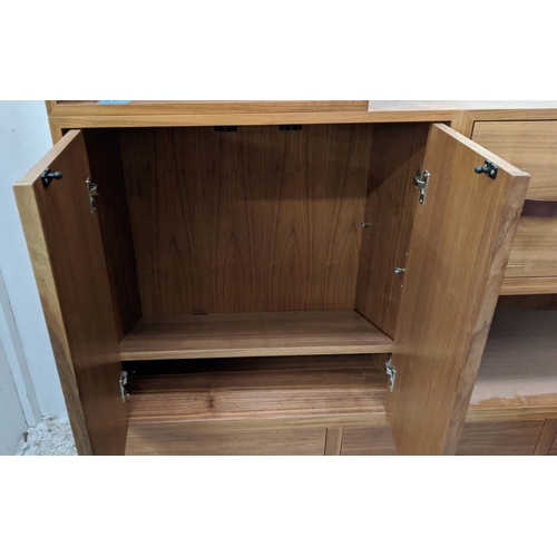 440 - CABINETS, two, contemporary Tansu inspired design, various storage areas, leathered handles, 160cm x... 