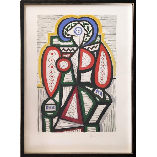 91 - PABLO PICASSO, 'Femme Assise', lithograph in colours on Arches paper, 74cm x 53cm, signed 'Collectio... 