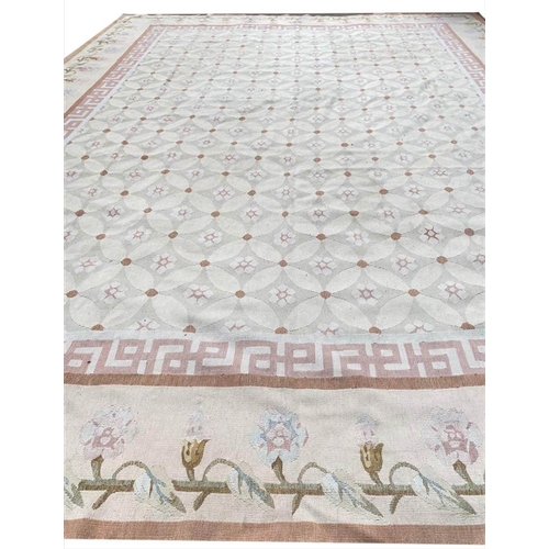128 - FINE AUBUSSON SAVONNERIE DESIGN CARPET, 410cm x 315cm.