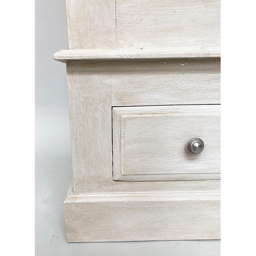 247 - ARMOIRE, French traditionally grey painted and silvered metal mounted with two panelled doors and dr... 