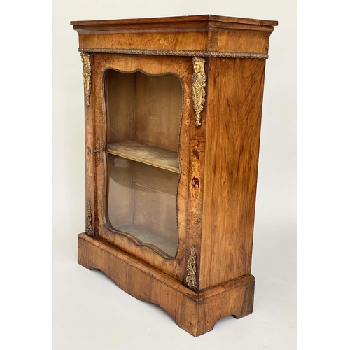 251 - MARQUETRY BOOKCASE, Victorian burr walnut and ormolu mounted with glazed panelled door enclosing she... 