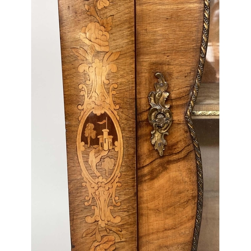 251 - MARQUETRY BOOKCASE, Victorian burr walnut and ormolu mounted with glazed panelled door enclosing she... 