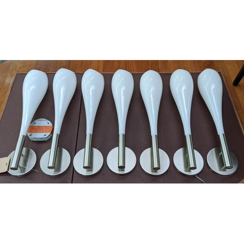 411 - MURANO GLASS WALL LIGHTS, a set of seven, tulip form design, 54cm H each. (7)