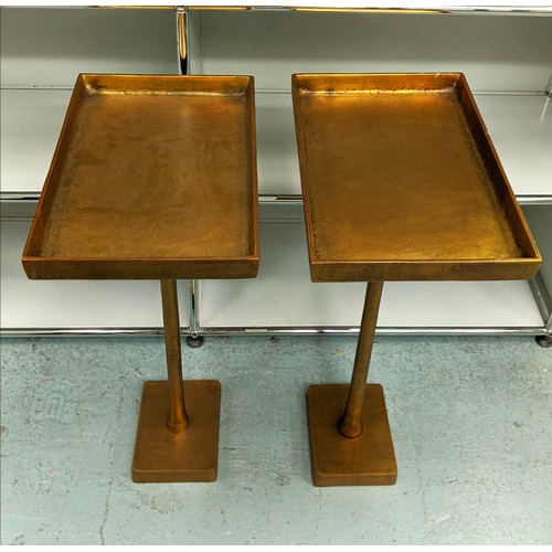 417 - PAOLO MOSCHINO RAZA SIDE TABLES, a pair, 40.5cm x 26cm x 65cm. (2)