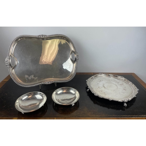11 - NORWEGIAN 830 SILVER BOWLS, a pair, approx 15 oz along with a Rococo style engraved claw and ball fo... 