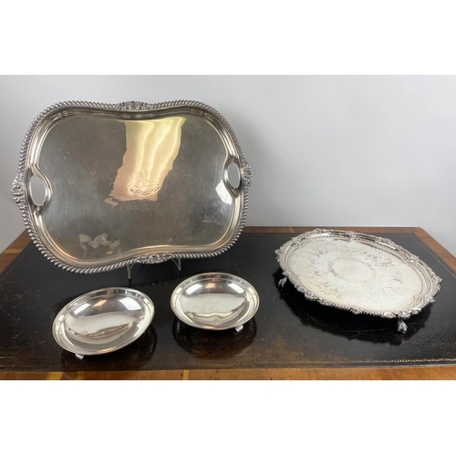 11 - NORWEGIAN 830 SILVER BOWLS, a pair, approx 15 oz along with a Rococo style engraved claw and ball fo... 