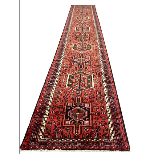 127 - PERSIAN KARAJA LONG RUNNER, 480cm x 77cm.
