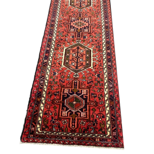127 - PERSIAN KARAJA LONG RUNNER, 480cm x 77cm.