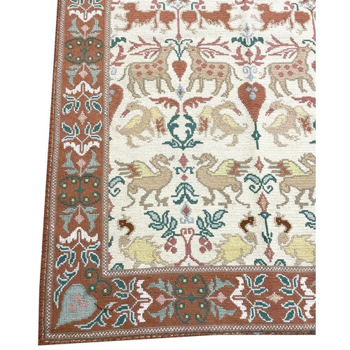 138 - FINE PICTORIAL PORTUGUESE NEEDLEPOINT CARPET, 350cm x 295cm.