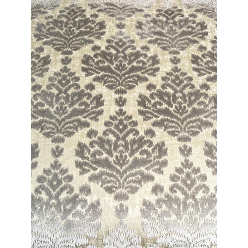 142 - DURESTA CENTRE STOOL, damask upholstered raised on square supports and castors, 45cm H x 93cm x 93cm... 