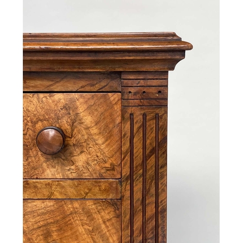 168 - SCOTTISH CHEST, last quarter 19th century figured walnut with five short drawers above three long dr... 