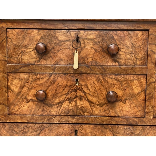 168 - SCOTTISH CHEST, last quarter 19th century figured walnut with five short drawers above three long dr... 