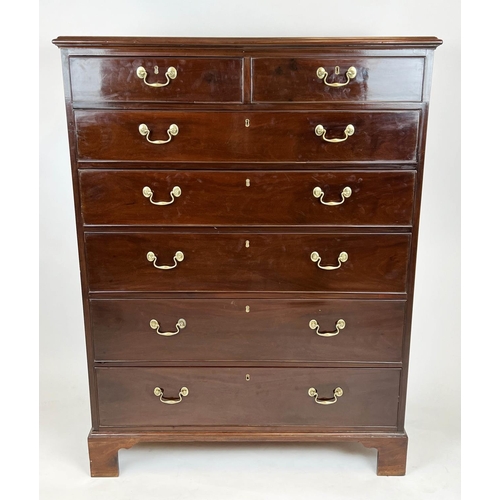 TALL CHEST, 147cm H x 111cm W x 52cm D, George III mahogany, circa 1780, containing two short and five long drawers.