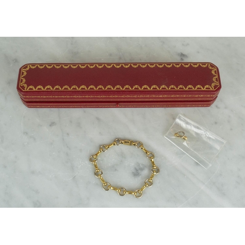 28 - CARTIER BRACELET, 18ct gold and white gold round chain link in original box, 16grams.