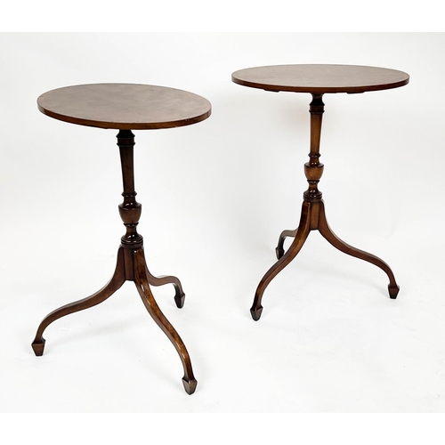 297 - LAMP TABLES, 57cm H x 42cm x 32cm, a pair, George III style mahogany, each with oval crossbanded top... 