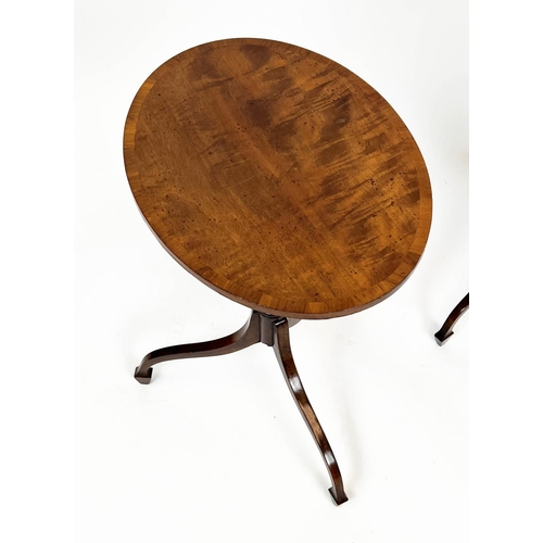 297 - LAMP TABLES, 57cm H x 42cm x 32cm, a pair, George III style mahogany, each with oval crossbanded top... 