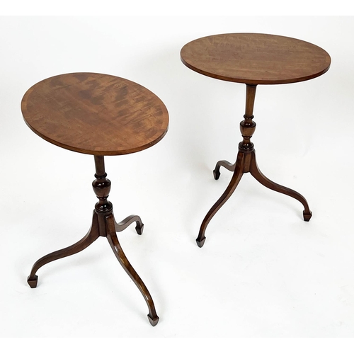 297 - LAMP TABLES, 57cm H x 42cm x 32cm, a pair, George III style mahogany, each with oval crossbanded top... 