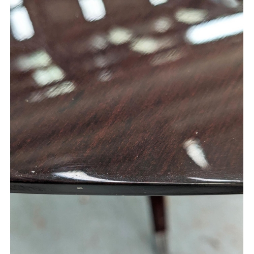 317 - DINING TABLE, 138cm x 77cm, 20th century Italian inspired design, glass top, ebonised base.