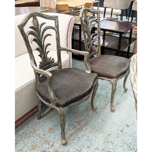 324 - DINING CHAIRS, a set of eight, 1970s Venetian style, palm fond detail, 105cm H. (8)