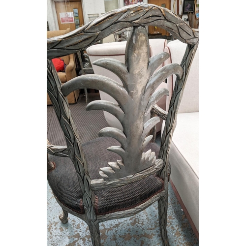 324 - DINING CHAIRS, a set of eight, 1970s Venetian style, palm fond detail, 105cm H. (8)