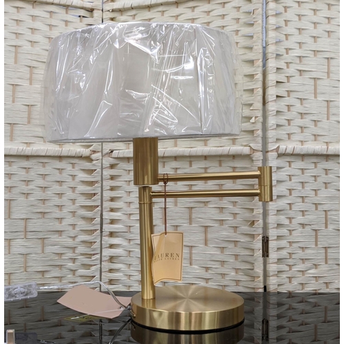 328 - LAUREN RALPH LAUREN HOME SWING ARM TABLE LAMP, 49cm H, with shades.