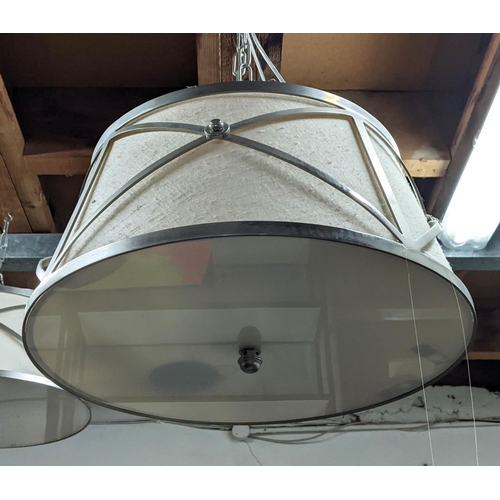 338 - VAUGHAN MENTON HANGING SHADE PENDANT LIGHTS, a pair, 25cm x 51cm, each minus chains. (2)