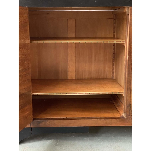 355 - ART DECO SIDEBOARD, walnut and ebonised and gilt metal with four doors and centre enclosed drawers, ... 