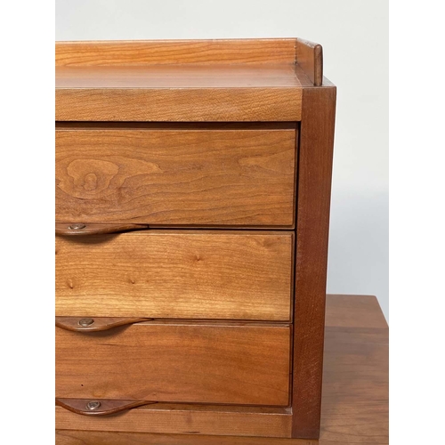 362 - WRITING TABLE, 1970s shaker style, cherrywood with multi compartment superstructure and two frieze d... 