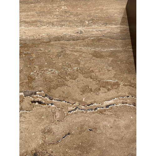 364 - LOW TABLE, 1970's Italian travertine marble with ebonised supports, 65cm x 85cm x 60cm H.