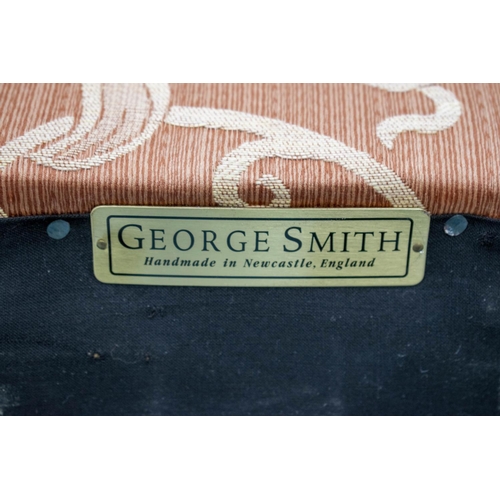 391 - GEORGE SMITH SIGNATURE SOFA, 82cm H x 200cm W x 100cm D, copper floral patterned damask.